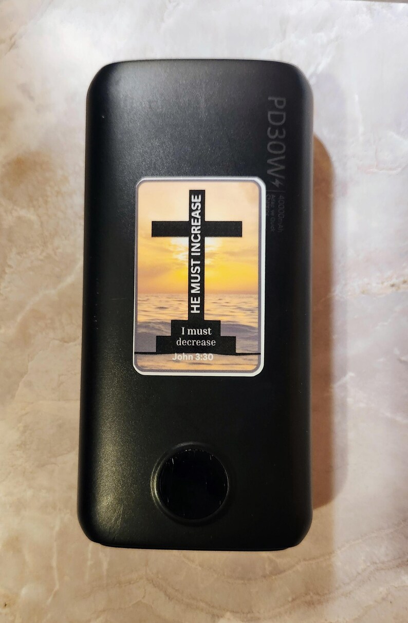 He must Increase I must decrease John 3:30 waterproof stickers Four designs He increases I decrease HE>i He is greater I am less humility image 9