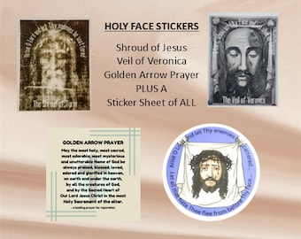Holy Face Waterproof Stickers Holy Face Images Vinyl Stickers Shroud of Turin Veronica&#39;s Veil Golden Arrow Prayer Arise O Lord Prayer