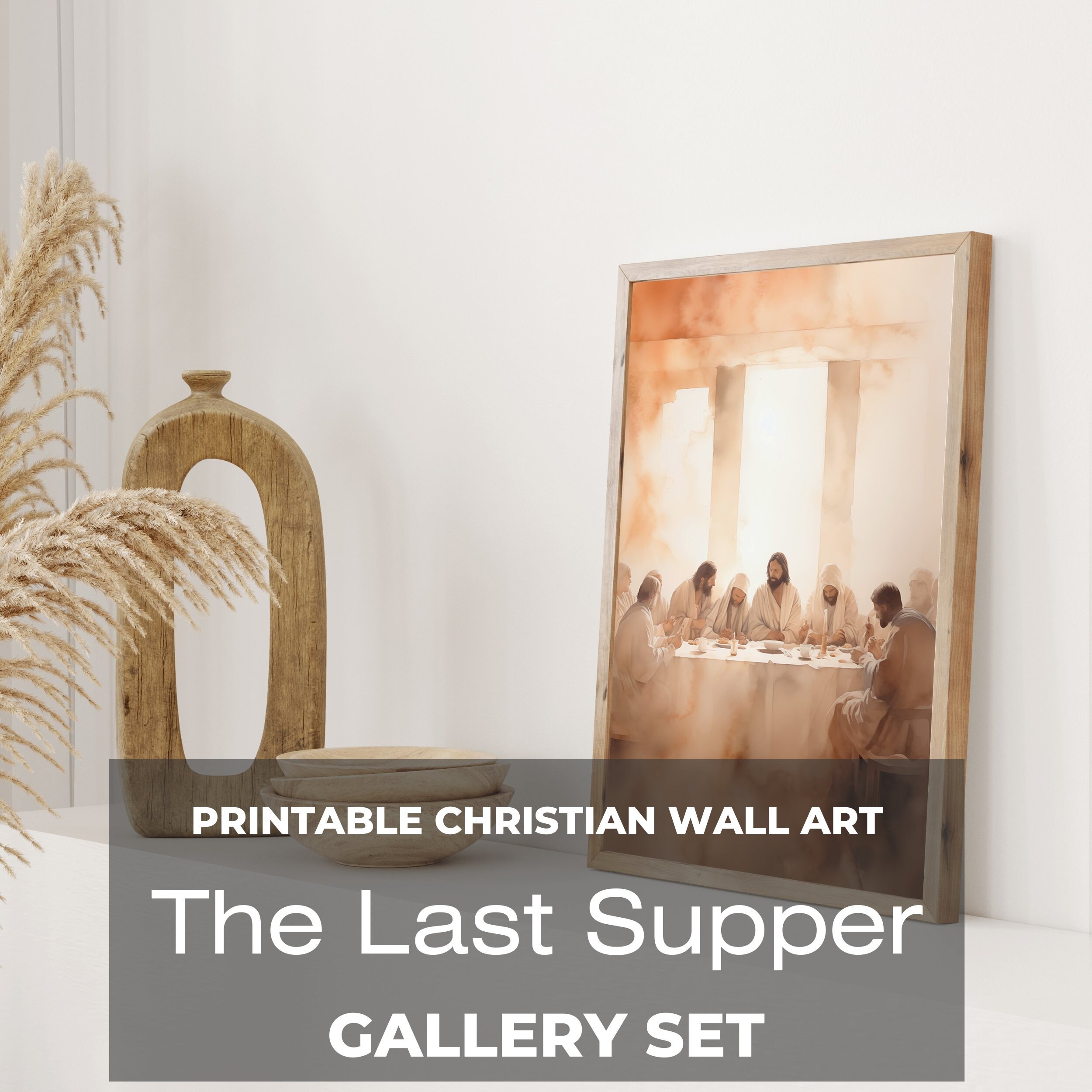 Christian Wall Art Set Minimalist Watercolor Jesus Painting,the Last ...