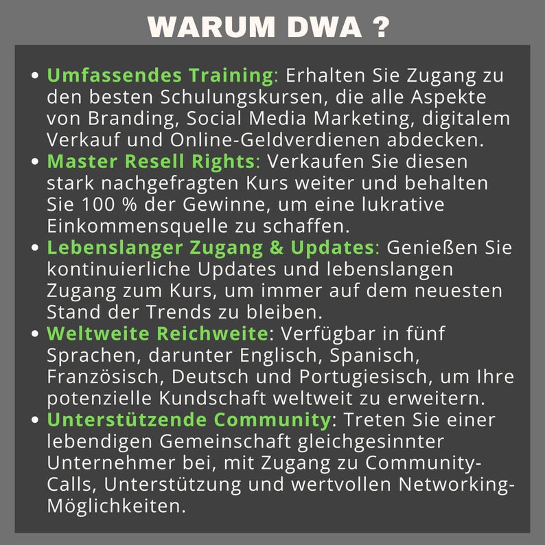 DWA Deutsch Digital Wealth Academy German Kompletter Kurs Online Course