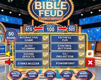 Jeux bibliques amicaux, jeu télévisé interactif Powerpoint familial chrétien, téléchargement immédiat