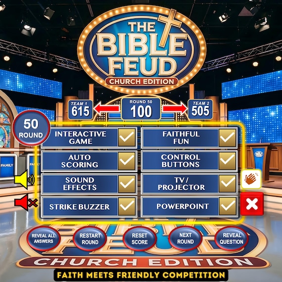 Friendly Feud Bible Games, Christian Family Interactive Powerpoint Church Game Show, Instant Download