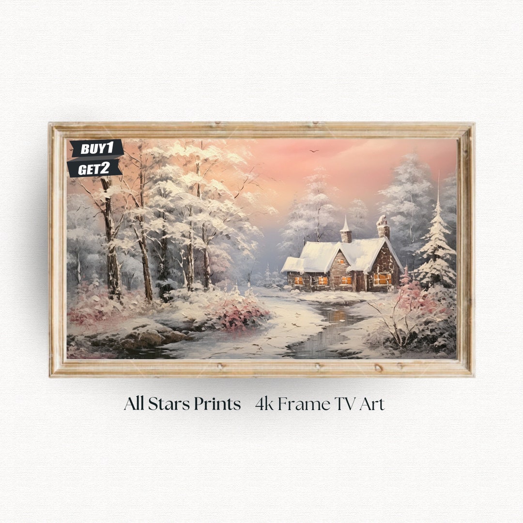 Vintage Frame TV Art Autumn Landscape Frame TV Art Pink Etsy