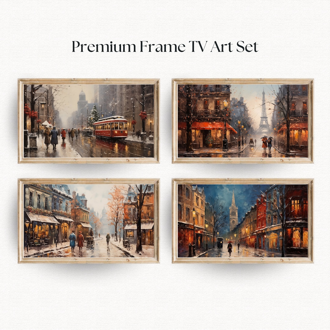 Frame TV Art Fall Set of 4 Vintage Winter Frame TV Vintage Art Etsy