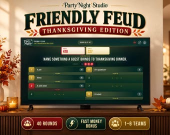Friendly Feud Game Thanksgiving Edition, Editable Digital Party Game, Holiday Family Games for Adults and Kids