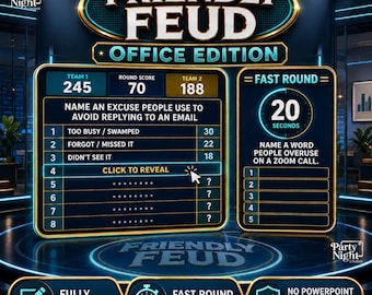 Office Games Friendly Feud, Editable Corporate Event Game, Fun office Party Game for Adults