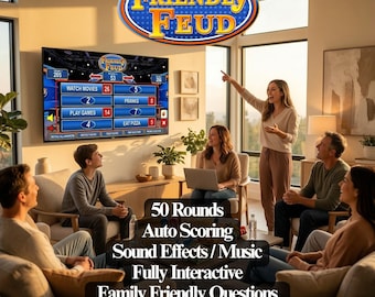 Friendly Feud Holiday Family Game Night, Powerpoint Party Games for Adults and Teens, Instant Download