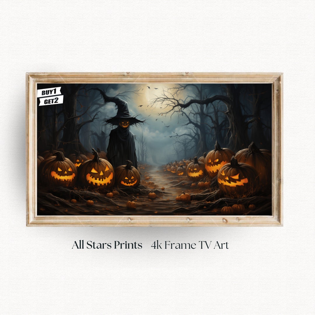 Frame TV Halloween Art Pumpkin Haunted Forest Frame Tv Art Etsy