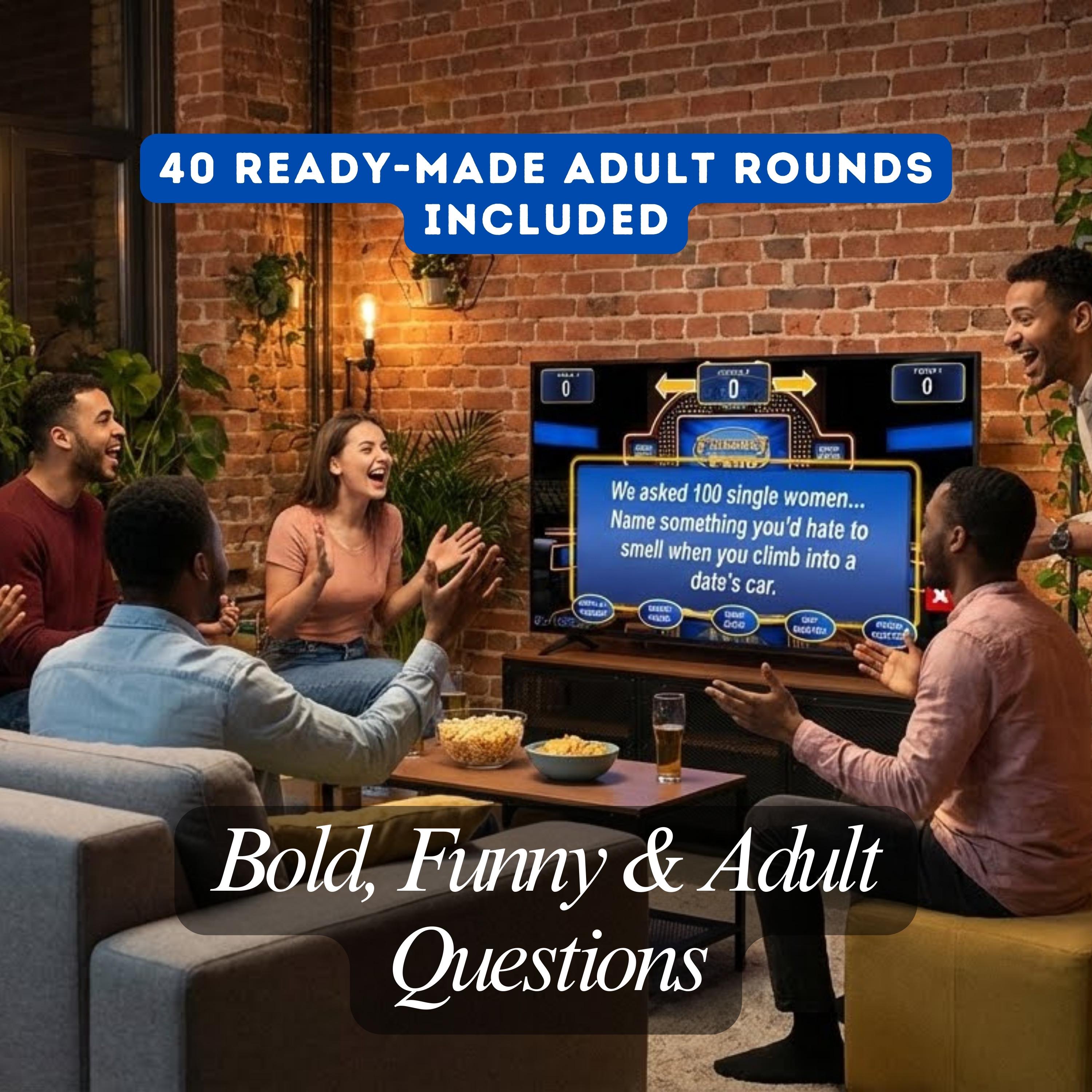 Friendly Feud Adult Edition, Editable Powerpoint Game Show With Auto ...