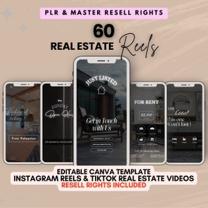 Real Estate Reels PLR Realtor Social Media Marketing Master Resell Rights Real Estate Instagram Template Real Estate Marketing MRR