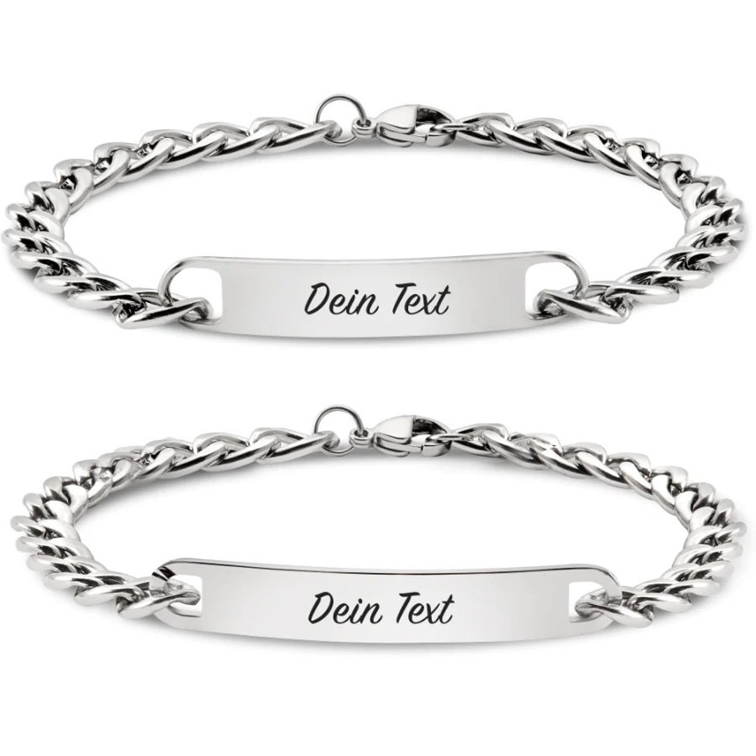 2 Stück Partnerarmbänder, Personalisiert mit deinem Wunschtext