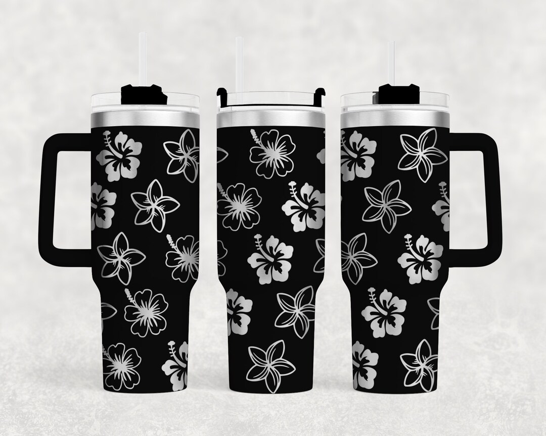 Tropical Flower Laser Engraved Full Wrap for 40oz Tumbler, Digital ...