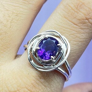 Natural Amethyst Ring, Amethyst Silver Ring, Amethyst Ring, Amethyst Ring For Women, Boho Hippie Ring, Valentines Day Gift For Her