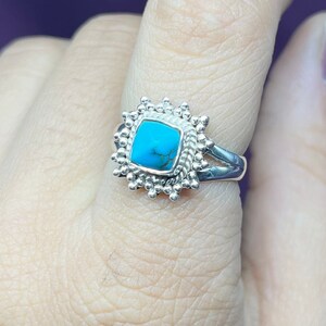 Natuurlijke Turquoise Zilveren Ring, Blauwe Turquoise Edelsteen Ring, 925 Sterling Zilveren Ring, Handgemaakte Boho Turquoise Ring voor vrouwen, Geschenken voor haar