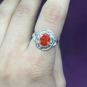 Natural Garnet Silver Ring, Solid 925 Sterling Silver Garnet Ring For Women, Handmade Garnet Gemstone Ring For Her, Bohemian Jewelry For Her