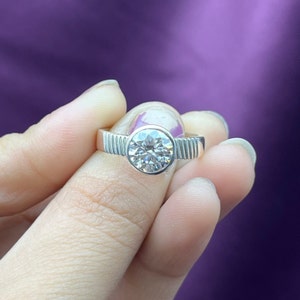Natural Moissanite Silver Ring, Moissanite Gemstone Ring For Women, Moissanite Silver Band  Ring, Wedding Band For Bridal Ring, Gift For Her