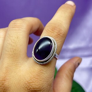 Natural Amethyst Ring, 925 Solid Sterling Silver Ring, Handmade Oval Amethyst Gemstone Ring, Purple Amethyst Silver Ring For Women Gifts