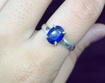 Natürlicher blauer Saphir Ring für Frauen, blauer Saphir Edelstein Ring für Frauen, blauer Saphir Silber Schmuck für Geburtsstein, Verlobungsring