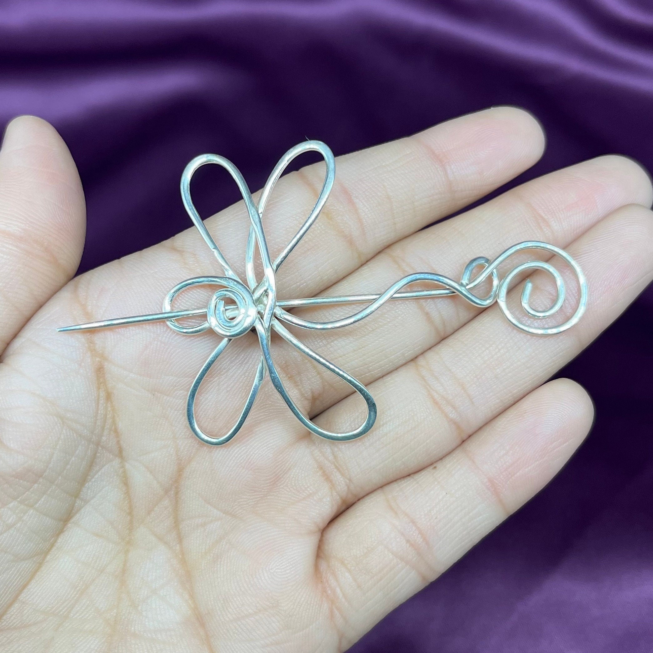 Celtic Silver Hair Pin, 925 Sterling Silver Shawl Pin Brooch 