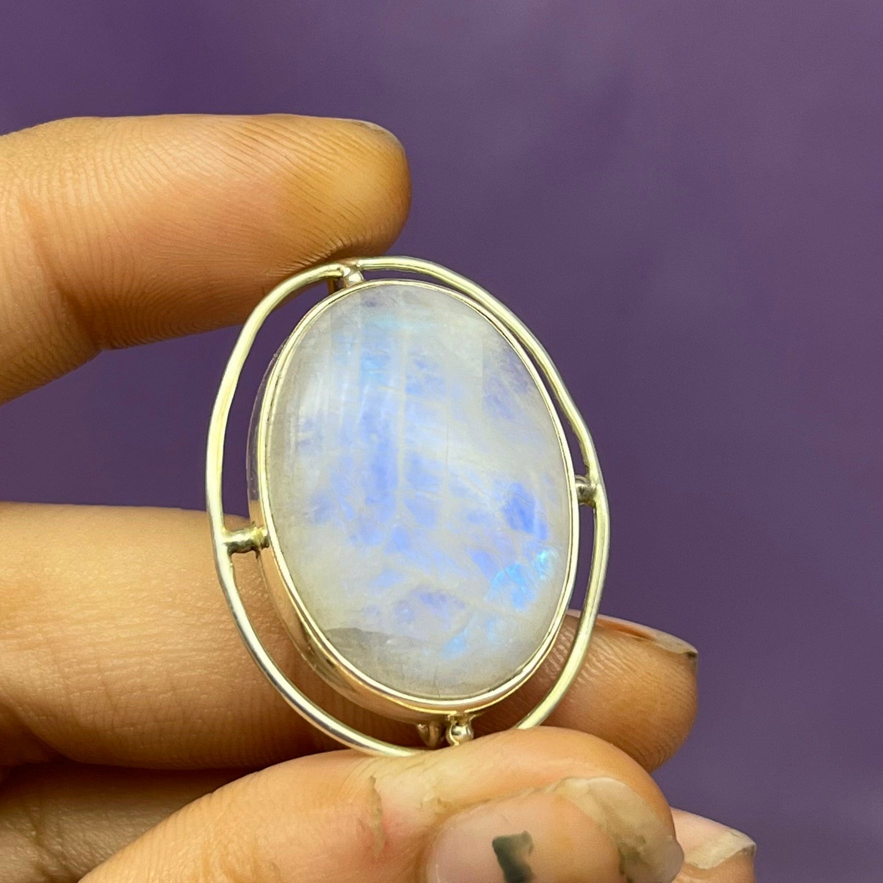   925シルバー ブローチ　#100B ムーンストーン 本物のムーンストーンブローチ、925スターリングシルバーブローチ