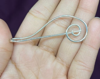 Celtic Silver Hair Pin Brooch, 925 Sterling Silver Shawl Pin brooch, Celtic Scarf Pin Brooch, Handmade Boho Scarf Pin Brooch, Pin Statement