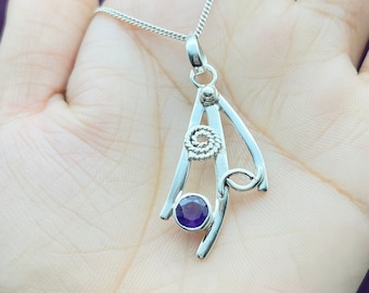 女性用スターリングシルバーアメジストネックレス、天然アメジスト