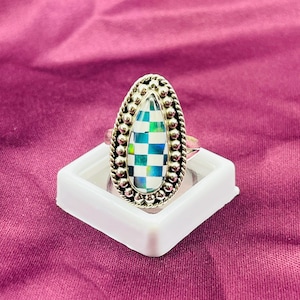 Beautiful Checker Ring Silver Ring Vintage Ring 925 Sterling Silver Ring Boho Ring Designer Ring Gemstone Ring Handmade Ring ,Women&#39;s Ring
