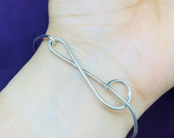 Music Note Silver Bracelet, 925  Sterling Silver Cuff Bracelet, Handmade Open Cuff Bracelet Cuff For Women Boho Silver Cuff Bracelet For Her