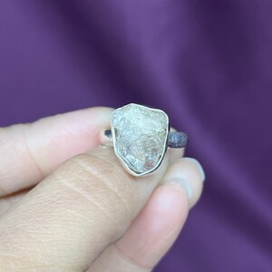 Raw Herkimer Diamond Gemstone Ring, 925 Sterling Silver Herkimer Diamond Ring For Women, Uncut Raw Herkimer Diamond Ring For Engagement Gift