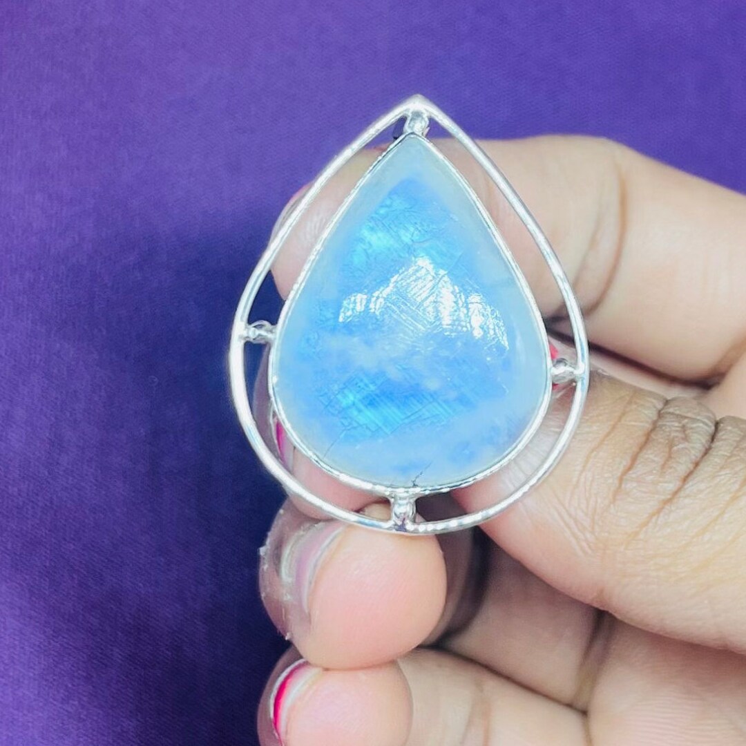 本物のムーンストーンシルバーブローチ、925スターリングシルバー