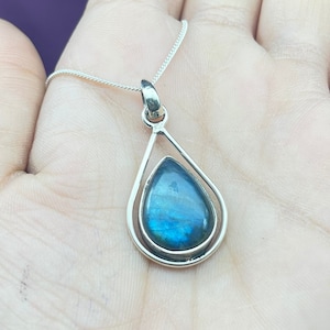 Natural Blue Fire Labradorite Pendant, Labradorite Gemstone Pendant, 925 Sterling Silver Labradorite Pendant For Women, Labradorite Jewelry
