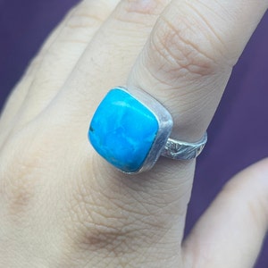 Echte blauwe turquoise zilveren ring, 925 sterling zilveren turquoise edelsteen ring, handgemaakte turquoise zilveren ring voor vrouwen, geboortesteen ring
