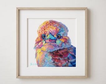Mr Darcy the Kookaburra Art Print, Australian native bird home decor, nursery wall art, Australian bird wall artwork, Colourful bird print