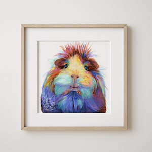 Gary the Guinea Pig Art Print, Cute Guinea Pig Illustration, nursery wall art, vibrant colourful giclee print, unique gift, guinea pig lover