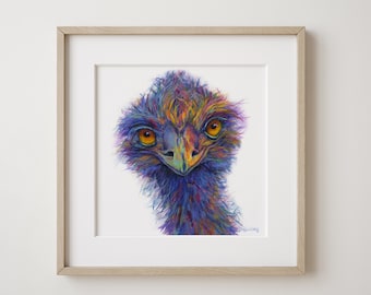 Esme the Emu Art Print, Australian animal print, Emu art, contemporary print, wall art, Australian animal art, Australiana print, Emu art