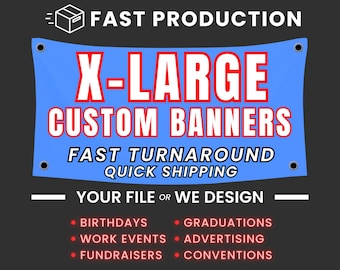 LARGE CUSTOM BANNERS | 1-Day Production | Fast Shipping | Full Color | For Events & Businesses