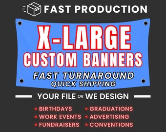 LARGE CUSTOM BANNERS | 1-Day Production | Fast Shipping | Full Color | For Events & Businesses