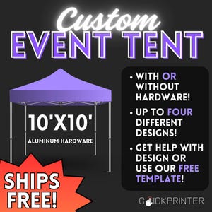 CUSTOM EVENT TENT 10x10 | Trade Show + Event Canopy | Free Shipping | Quick Turnaround | Design Available