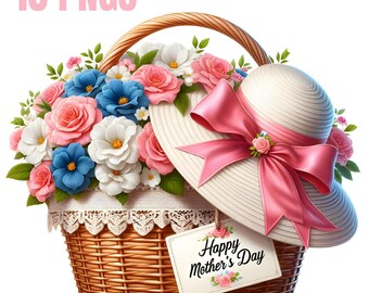 Mother's Day Clipart, Happy Mothers Day PNG, Mother's Day Sublimation, Spring Floral Clipart, Mothers Day watercolor Clipart, Commercial Use