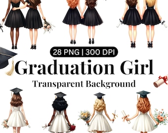 28 Graduation Girl Clipart Bundle, High School College Senior Clipart, Graduation clipart, Student Grad Designs, Friends  Graduation Clipart