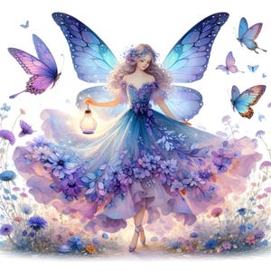 20 Blumen Feen Clipart, Schmetterlinge Fee Clipart, Wald Fee Clipart, Fantasy Fee Kunst, lila rosa grüne Fee, hochwertige JPG