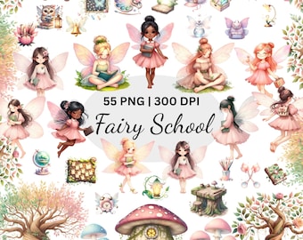Fairy School Clipart, magical Garden Fairies Clipart, Cute nature fairies PNG, fairy garden, Back To School, Fairy School Supplies Clipart