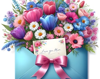 15 Happy Mother's day Clipart Bundle, Watercolor Mother's Day Flower Clipart, Mothers day Transparent PNG Graphics, Mother's day sublimation