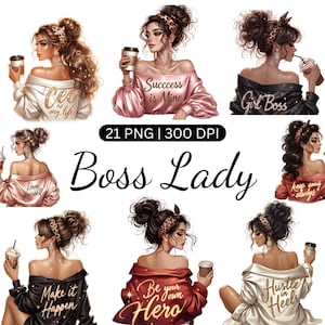 21 Boss Lady Clipart Bundle, Mädchen Boss Clipart, Frau Clipart, Mode Mädchen Boss Clipart, Sublimationsdateien, transparente PNG für kommerzielle Nutzung