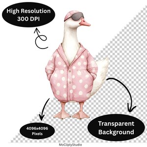 Pink Silly Goose Clipart, Watercolor Girly Goose Clipart, Whimsical ...