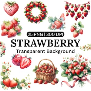 Aquarel aardbei clipart, aardbei baby shower clipart, aardbei uitnodiging, aardbei transparante png, fruit png, commercieel gebruik