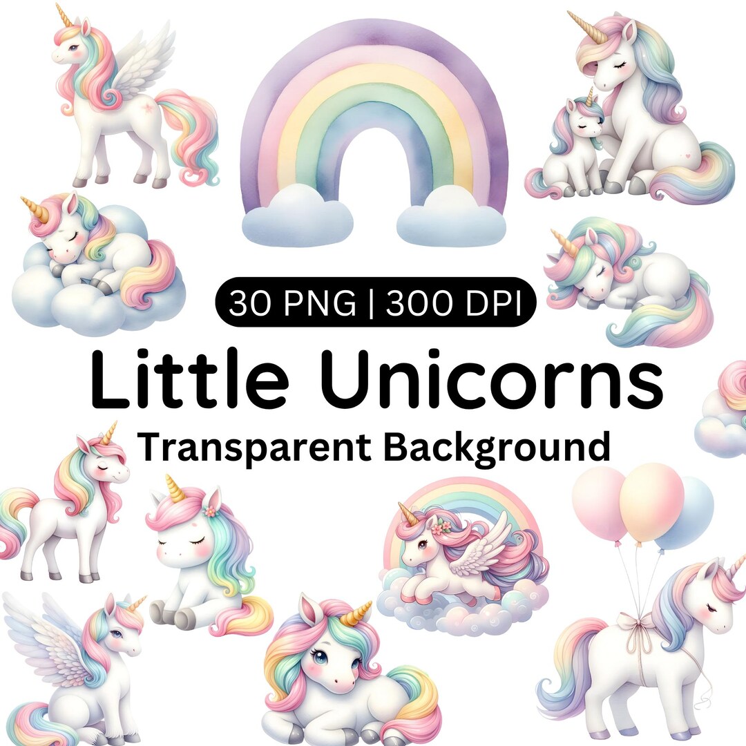 Pastel Unicorn Clipart, Watercolor Unicorns Clipart, Cute Unicorn Png ...