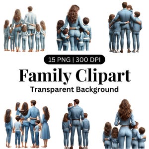 15 Aquarell Familie Clipart Bundle, Mädchen und Jungen Clipart, Vater Porträt, Familie Elternschaft, Mutterschaft, transparenter Hintergrund PNG