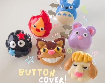 Kawaii Button Covers – Handmade Polymer Clay Shirt Button Clips, Decorative Clothing Accessories