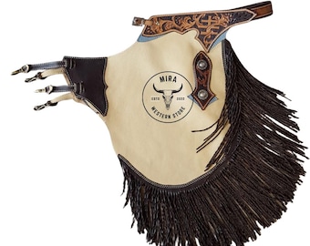 Beige Softy Leather Western Custom Show Chinks with Twisted Fringes, Handcrafted Rodeo and Ranchwear, Personalized Equestrian Show Pants